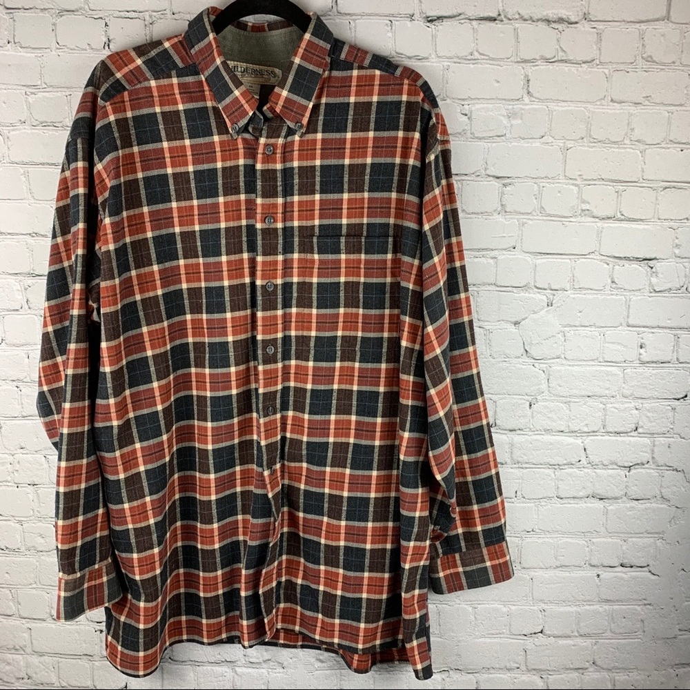 Wilderness Flannel‎ Shirt Button Plaid Cotton